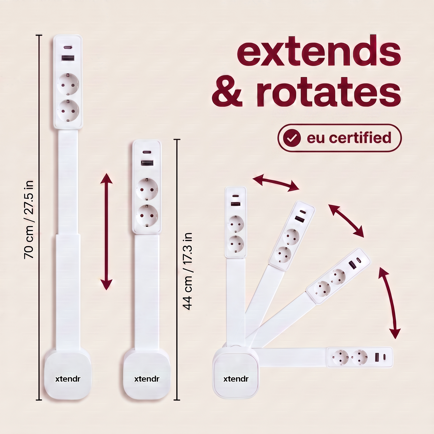 xtendr power board | extend, rotate & reach any hidden outlet