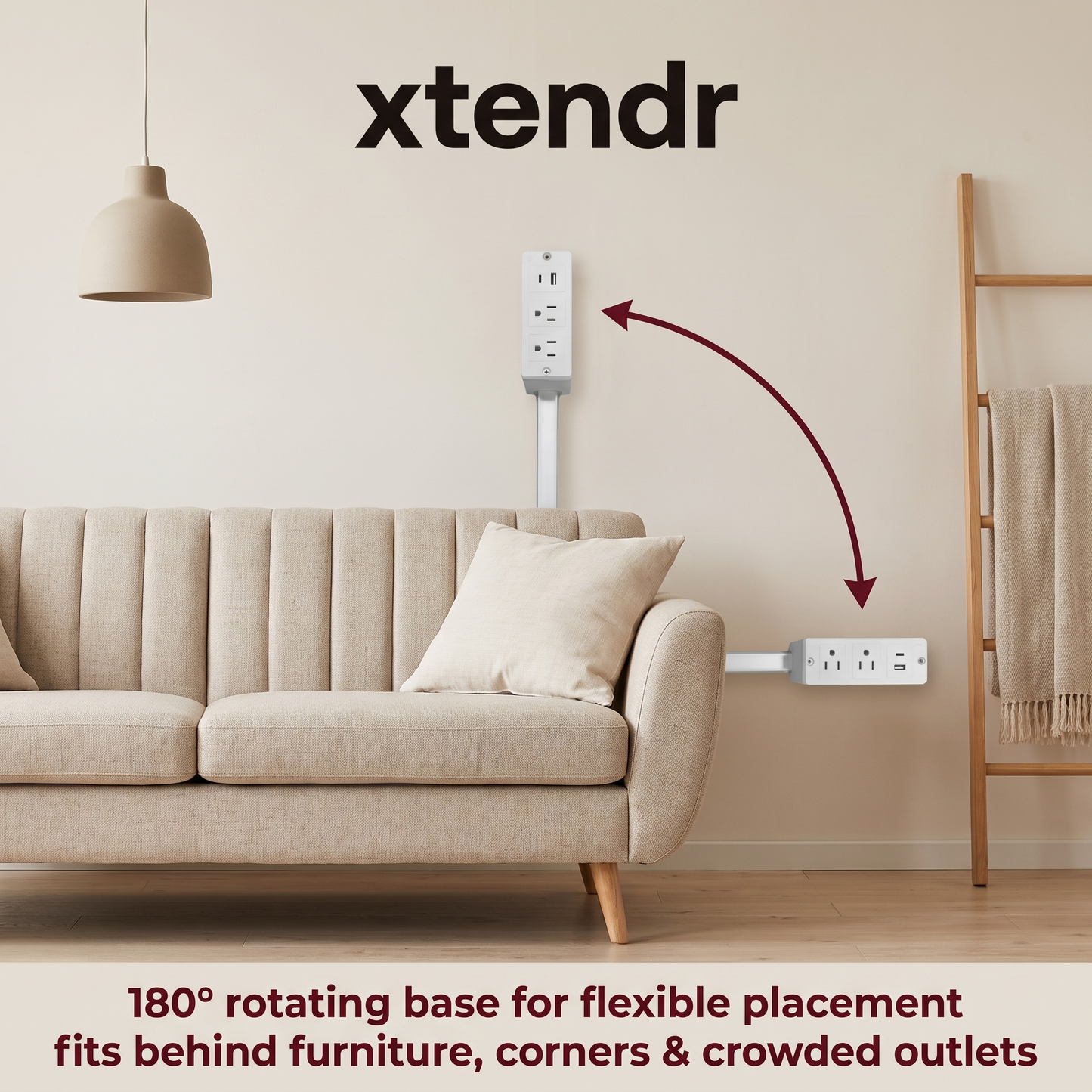 xtendr power board | extend, rotate & reach any hidden outlet
