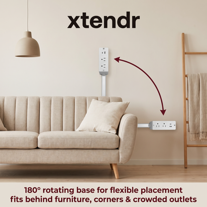 xtendr power board | extend, rotate & reach any hidden outlet