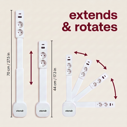 xtendr power board | extend, rotate & reach any hidden outlet