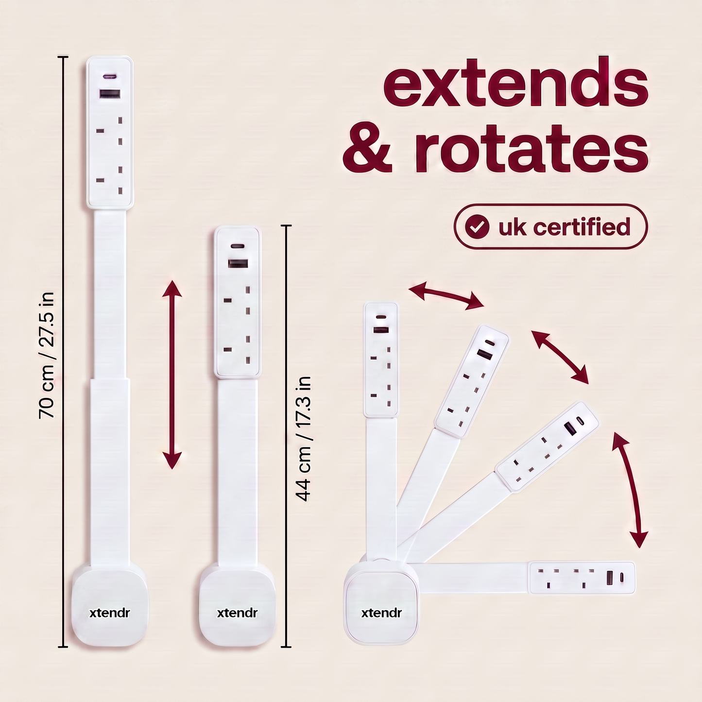 xtendr power board | extend, rotate & reach any hidden outlet