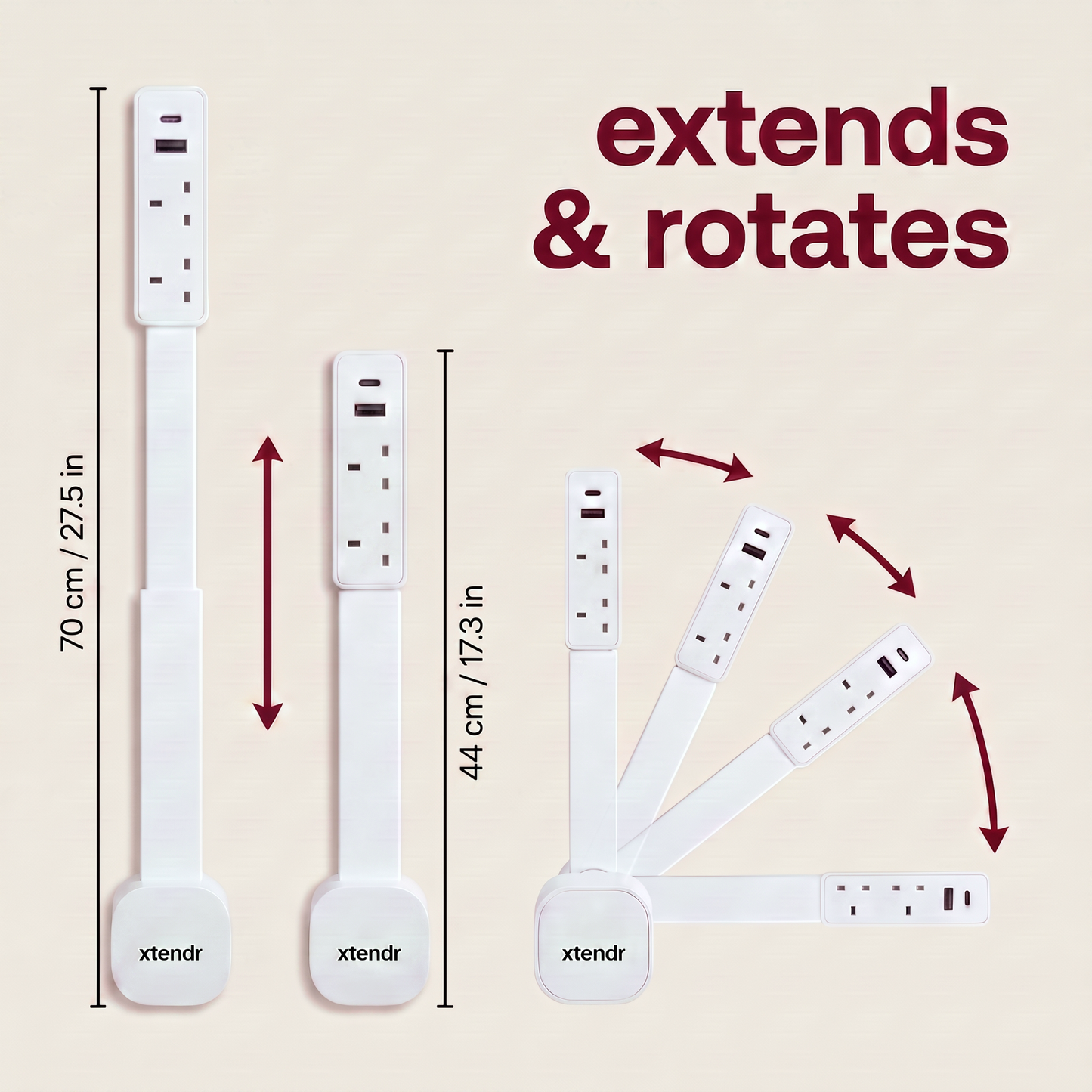 xtendr power board | extend, rotate & reach any hidden outlet