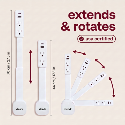 xtendr power board | extend, rotate & reach any hidden outlet